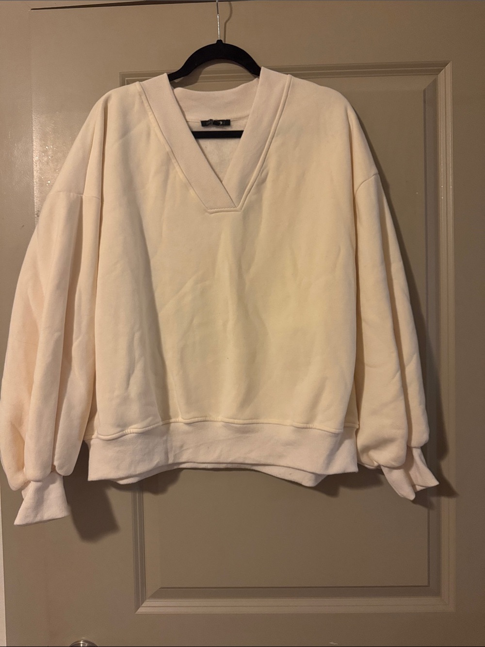 Papermoon Cream V-Neck Oversized Sweater